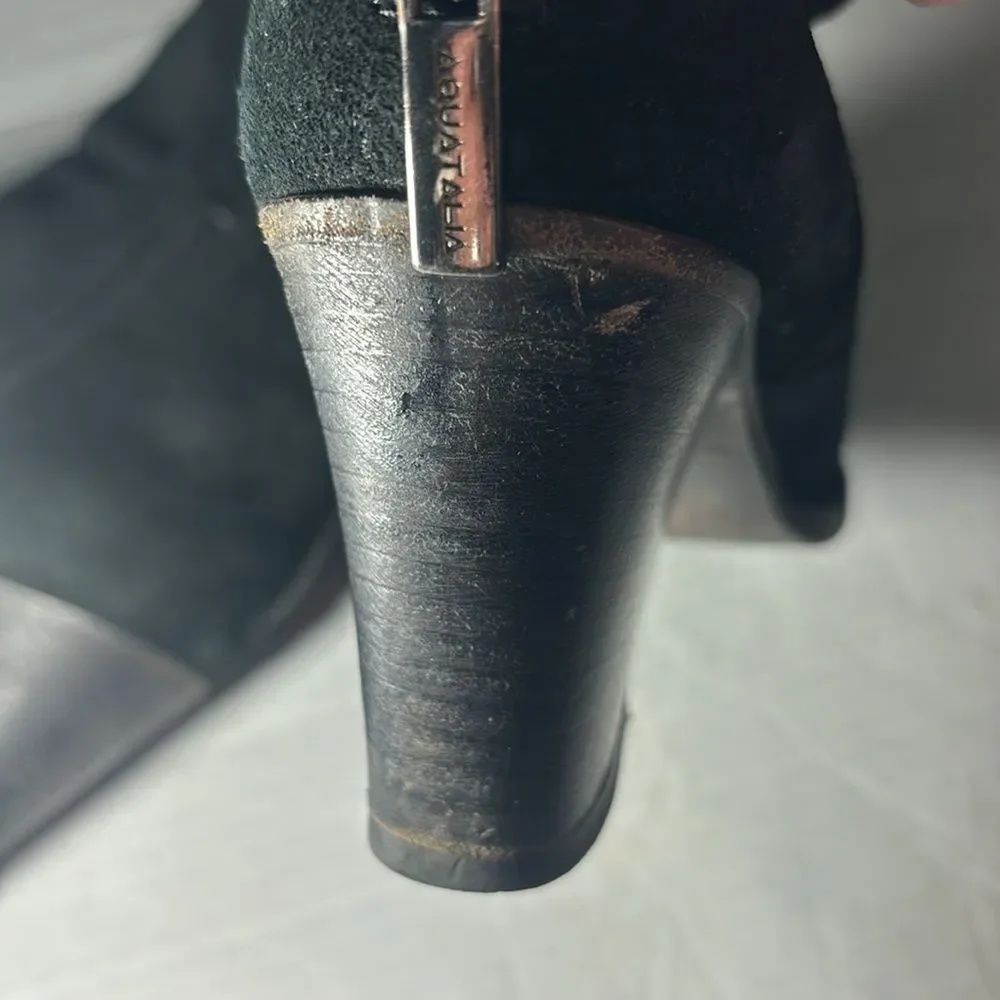 Aquatalia Farah Black Suede Ankle Boots Size 9.5. Made in Italy. Back zip